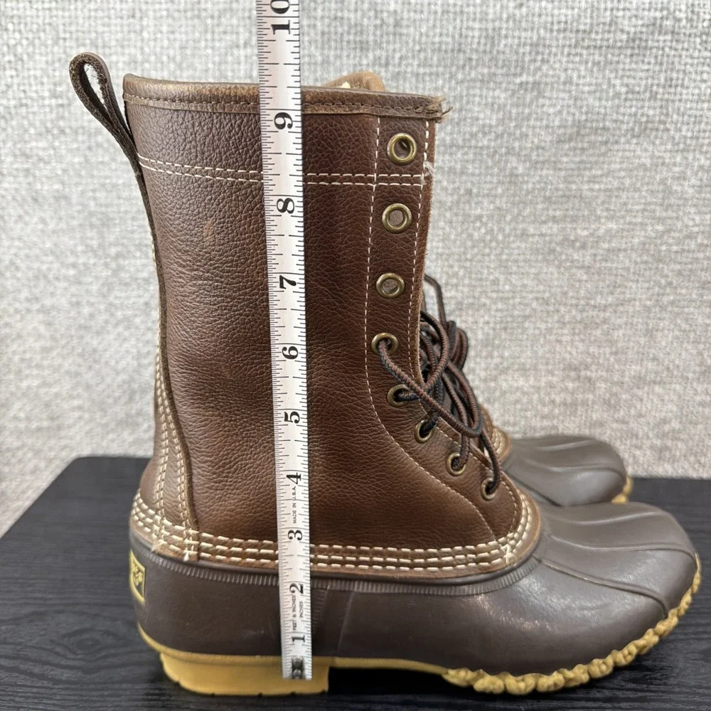 L.L. Bean‎ Women's Bean Boots 9N Narrow Brown Shearling Leather Vintage 90's New